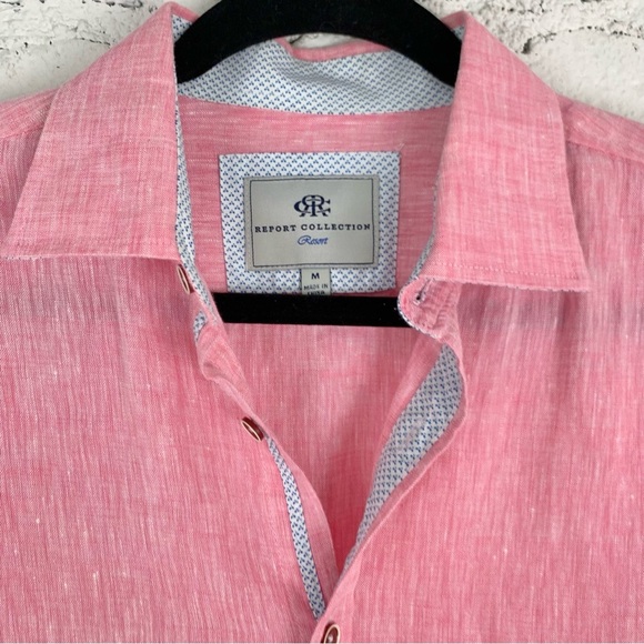 Report Collection Pink Linen Resort Button Down Medium - Picture 9 of 13